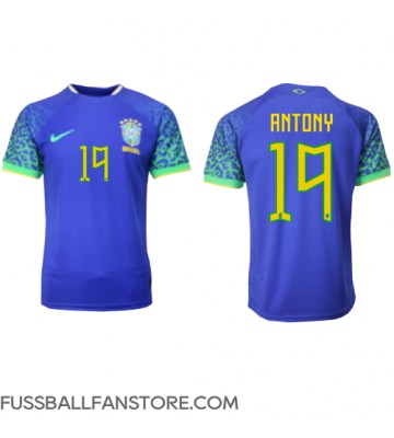 Brasilien Antony #19 Replik Auswärtstrikot WM 2022 Kurzarm